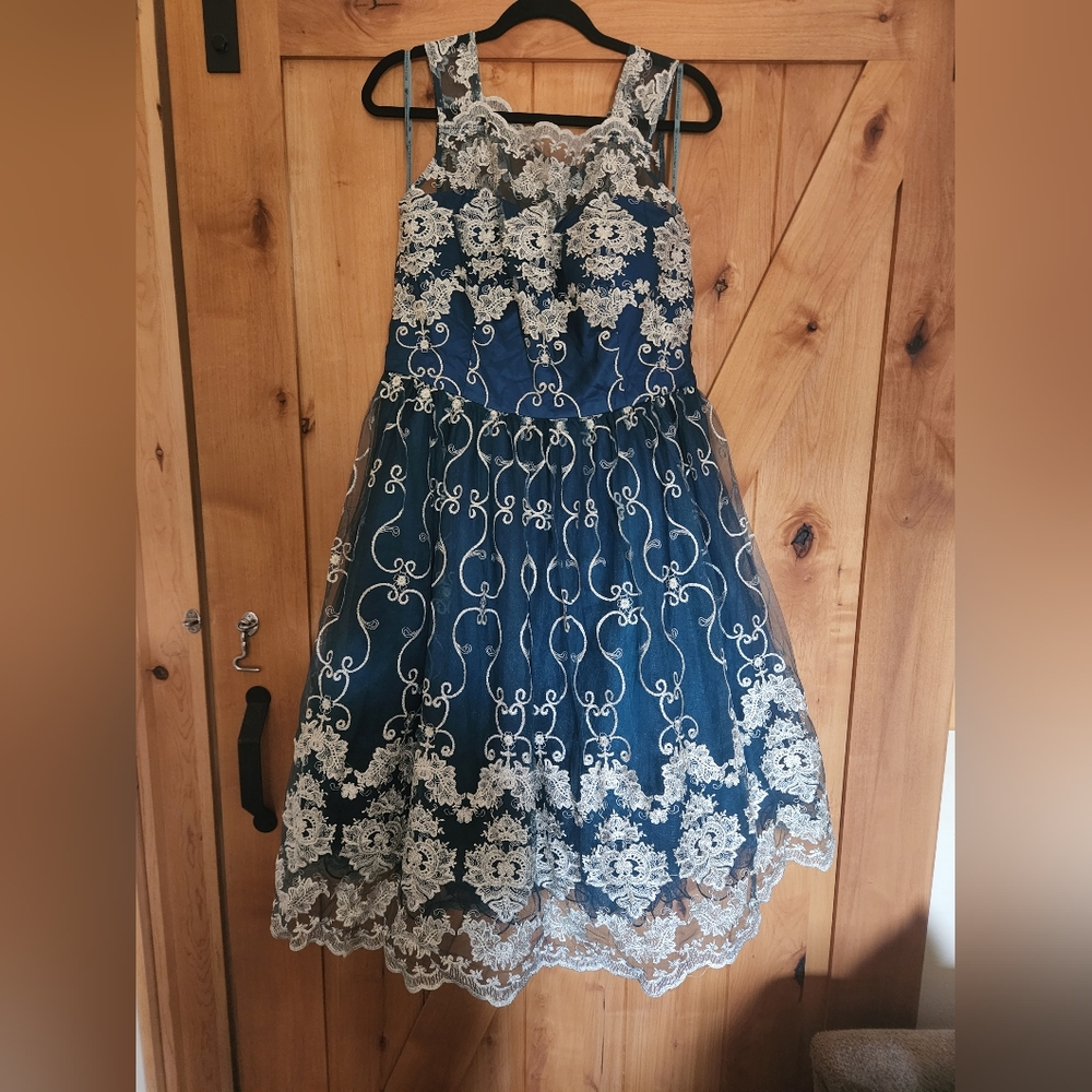 Lace tea length dress
